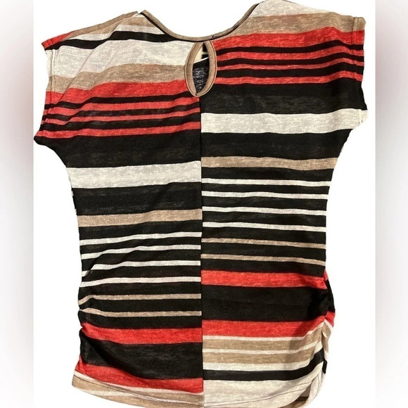 Love by Chesley Striped Top with Fall Colors , Ruching - Picture 5 of 6